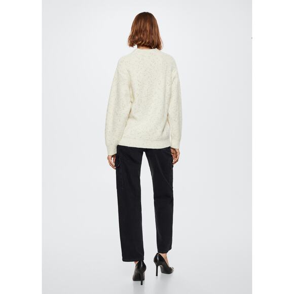 MNG Textured Metallic Speckled Cream Round Neck Oversized Knit Sweater Small - Picture 5 of 13